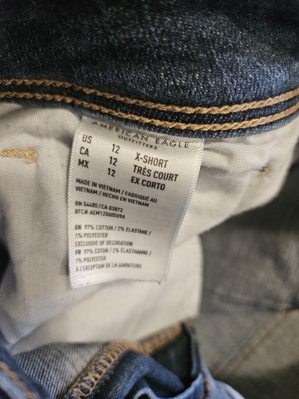 AE  Women's Dark Blue Kick Boot Jeans Sz. 12 X- Short 28" Inseam - Picture 4 of 7